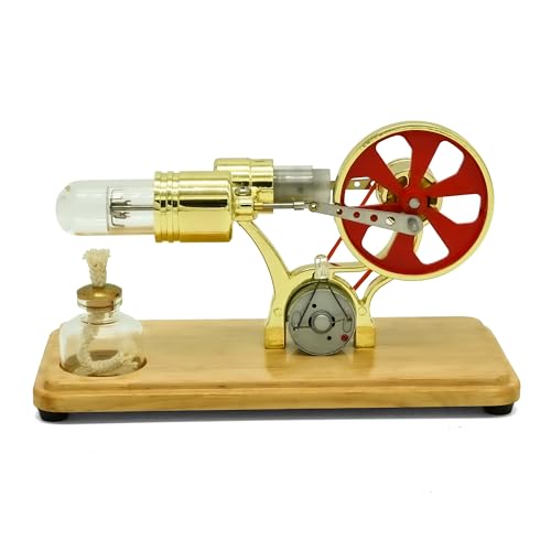 NIKOLATOY Stirling Engine Model Kit, Single Cylinder Heat Engine Motor with Alcohol Burner, Desktop Physics Experiment Engine, Mechanical Engineering Desk Toy & Scientific Display Model - color: Single Cylinder