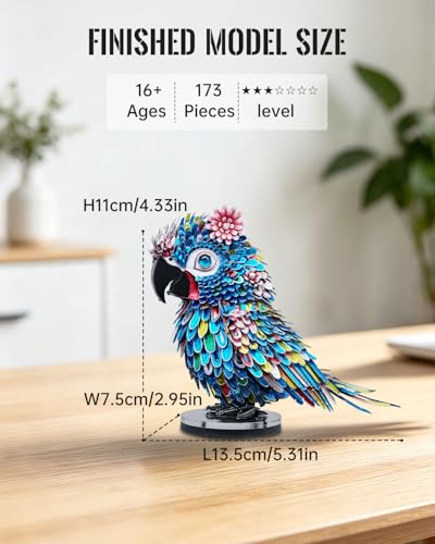 Piececool 3D Metal Puzzles for Adults Parrot Model Building Kits DIY Assembly Brain Teaser Puzzle, Best Gifts & Desk Decor
