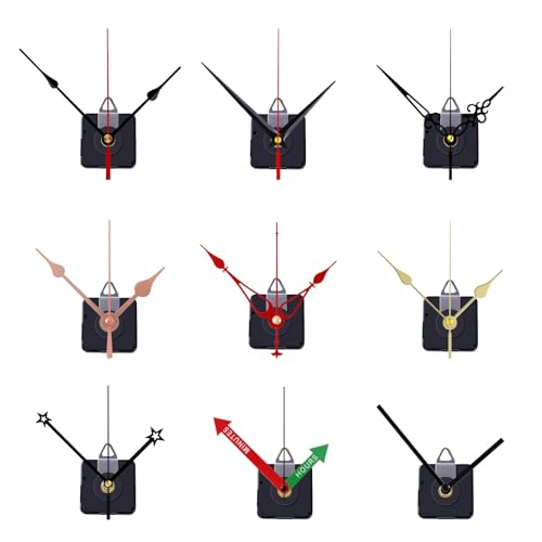 EMOON 12 PCS High Torque Clock Movement Mechanism Replacement Kit with 15 Pack Clock Hands for DIY Clock Repair Silent Clock Motor Parts, Total Shaft Length 16mm,20mm and 23mm