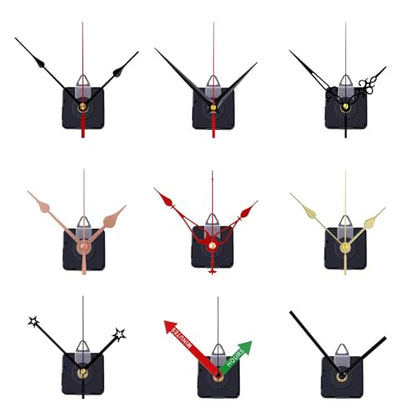 EMOON 12 PCS High Torque Clock Movement Mechanism Replacement Kit with 15 Pack Clock Hands for DIY Clock Repair Silent Clock Motor Parts, Total Shaft Length 16mm,20mm and 23mm