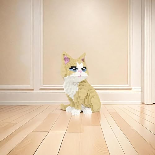Larcele 924 Pcs Golden Shorthair Cat Pet Micro Blocks Gift Kids 8+ KLJM-05 - style: Golden Shorthair