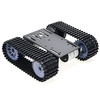 Professional Smart Robot Tank Car Chassis for School Eduactional Science Kits, DIY RC Tracked Robotic Obstacle Avoidance Platform Crawler Model with 2pcs Plastic Caterpillars, Remote Control STEAM - color: Black
