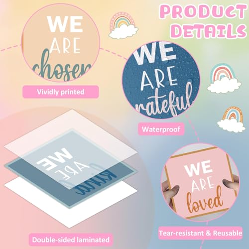 QOUBAI Boho Affirmation Station Bulletin Board Set Motivational Together We are Better Bulletin Board Inspirational Positive Sayings Cutouts Classroom Decor for Back to School Decor Wall Door - style: Boho Affirmation Station