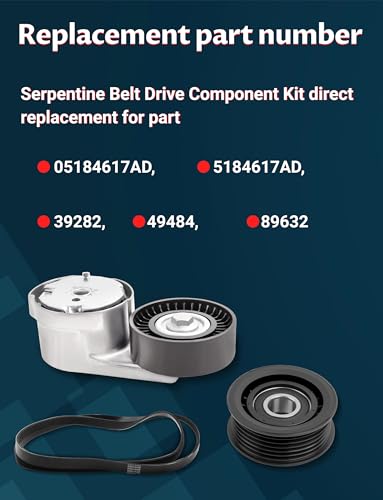Serpentine Drive Belt Tensioner w/Pulley Kit for 200/Town & Country V6 3.6L - size: 39282-38082-6PK1960