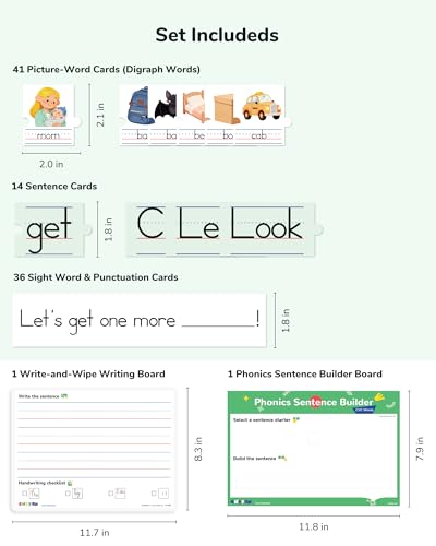 CHEFAN Sentence Building for Kids, CVC Word Builder, Phonics & Sight Words - color: Cvc Sentence Building
