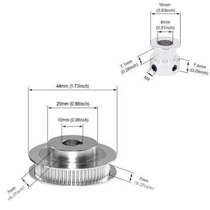 2PCS Set GT2 Synchronous Wheel 20&60 Teeth 10mm Bore Aluminum Timing Pulleys with 2PCS Length 200mm Width 6mm Belt (20-60T-10B-6) - style: 20-60T-10B-6