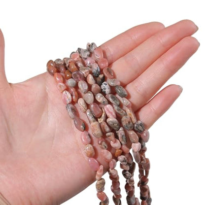 BEADIA Natural Irregular Freeform Rhodochrosite Stone Beads for DIY Jewelry Making 5-8mm 38cm - color: Rhodochrosite