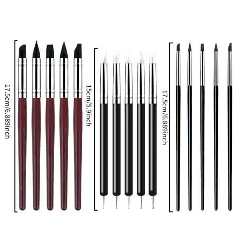 15 PCS Blue Clay Sculpting Tools Set, Professional Silicone Brushes & Dotting Tools Kit for Polymer Clay, Air Dry Clay, Pottery, Modeling & Crafting for Adult-Black - color: 15Pcs-Black