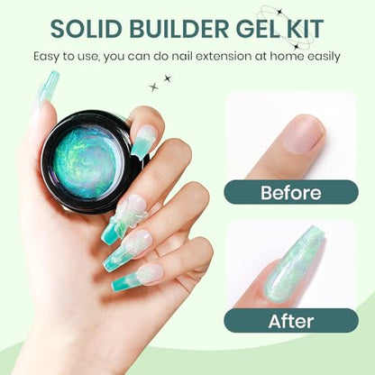 Solid Builder Gel for Nails 3D Nail Gel Art Non-Stick Hand Sculpture Gel - color: Clear&Aurora Blue