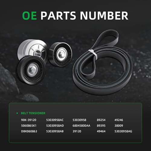 Belt Tensioner and Serpentine Belt Kit #39120 38009 419008 - size: for Liberty KJ 2002-2006