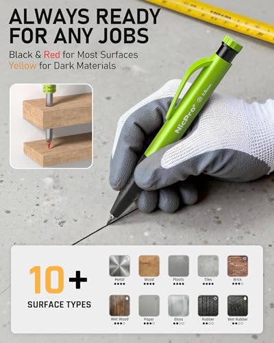 Nicpro Carpenter Pencil with Sharpener, 5 Pack Pencils for Construction - size: 5 PACK
