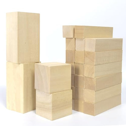 Ninekong 24PCS Basswood Carving Blocks with 3 Sizes，Whittling Wood Carving Kit,Soft Basswood for Carving(4"x1"x1",4"x2"x2",2"x2"x2") - size: 24 pieces 1x1x4/2x2x4/2x2x2 inch