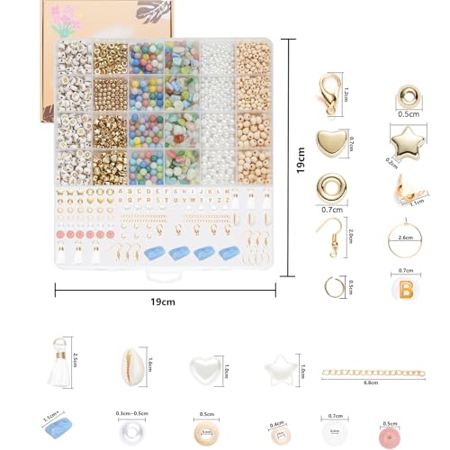 Xylise DIY Jewelry Making Kit, 1000+ Beads with Letters, Turquoise and Pearl Beads, Gold Charms, Bracelet Supplies (Colorful) - color: colorful