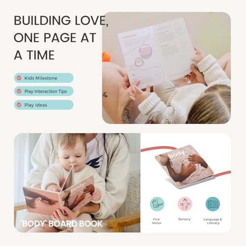 Tiny Land Montessori Toy Set for Babies 7-9 Months Senser Play Kit - 5-in-1 Wooden Learning Toys with Object Permanence Box, Sensory Ball, Stacking Cups and Mirror Puzzle,Body Board Book - style: 7-9M Educational Box