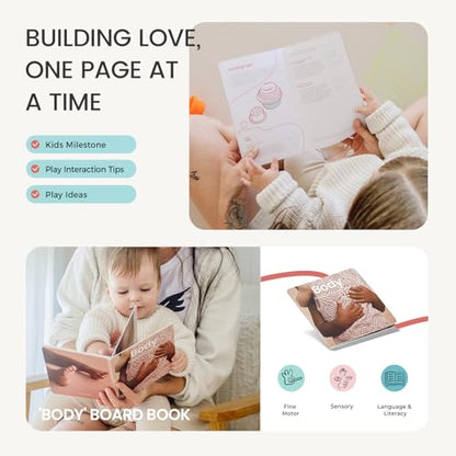 Tiny Land Montessori Toy Set for Babies 7-9 Months Senser Play Kit - 5-in-1 Wooden Learning Toys with Object Permanence Box, Sensory Ball, Stacking Cups and Mirror Puzzle,Body Board Book - style: 7-9M Educational Box