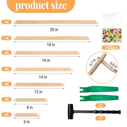 28 Pcs Wood Canvas Stretcher Bars 7 Sizes Needlepoint Frame Kit for Embroidery Needlework Oil Painting Posters Art Supplies with Hammer and Thumbtacks 6 8 12 14 16 18 20 Inch - size: 7 Size