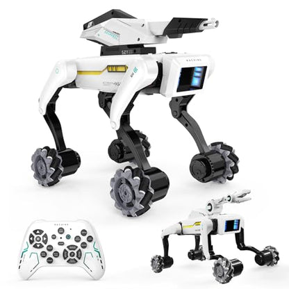 3 in 1 Robot Dog with Wheels Kit, 30+ Bionic Actions, Voice & Remote Control, Programmable Moves, Rechargeable Battery, All-Terrain Stunt Pet Toy for Kids(Removable Claw & Cannon) - style: 3 IN 1 Robot Dog with Wheels