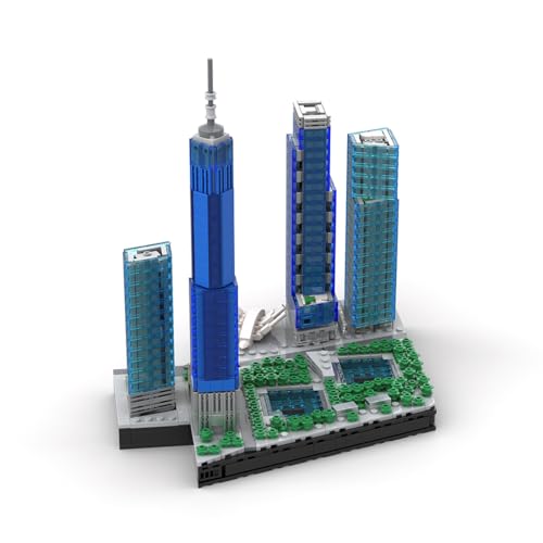 Landmark Street Scene Building Blocks Set for Adults, 1039PCS MOC-127022 1/800 World Famous Landmark Building Bricks Set, DIY Assembly New York Architecture Model Gift - style: The New World Trade Center