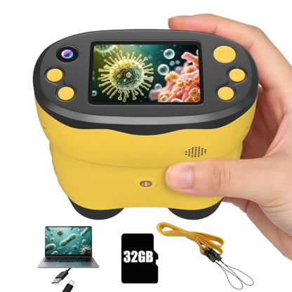1000X Handheld Microscope for Kids 2.0" Screen 32GB Card Included - color: Yellow