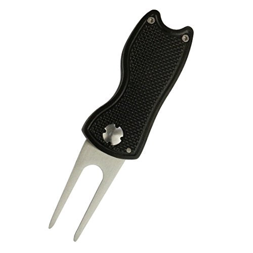 Foldable Golf Divot Repair Tool with Golf Ball Marker - color: Black-USA Flag