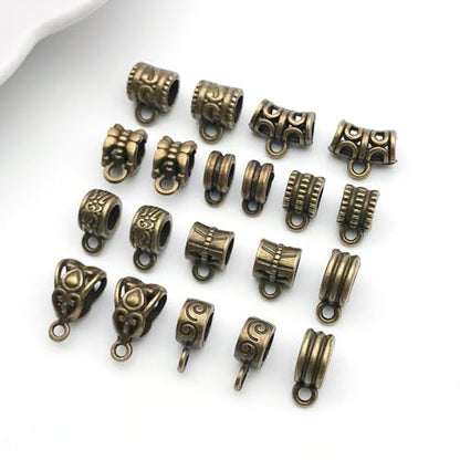WOCRAFT 60pcs Antique Bronze Bails Space Beads Bracelet Charms for Jewelry Making Sets DIY Necklace Bracelet Keychain Crafting Charms Kit Craft Supplies (SN853) - color: Antique Bronze, size: Bails Charms