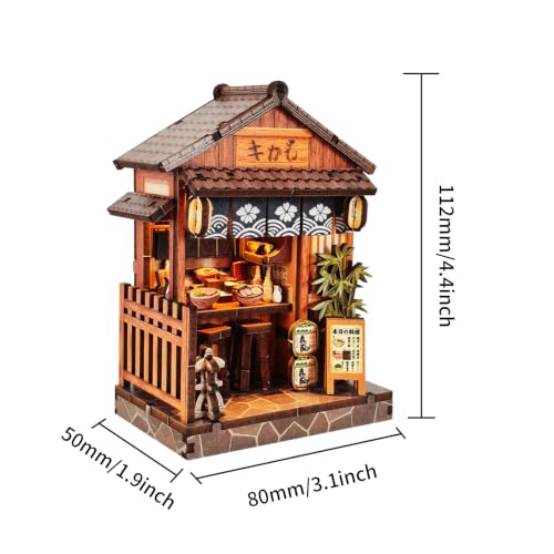Music Park Book Nook for Adults, 3D Wooden Puzzle Japanese Eatery with LED - color: Japanese Eatery