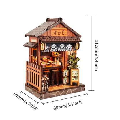 Music Park Book Nook for Adults, 3D Wooden Puzzle Japanese Eatery with LED - color: Japanese Eatery