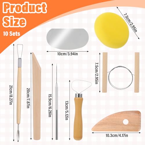 80 Pcs Pottery Tool Kit Sculpting Clay Tool Includes Clay Cutting Modeling Trimming with Wooden Handles Carving Kit for Beginners Carving Shaping