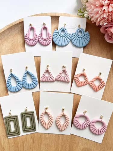 Geometric Polymer Clay Cutters, 8PCS Geometric Clay Tools for Jewelry Making, Precision Layered Earring Cutters for DIY Minimalist Earrings, Crafts, Small Business Supplies
