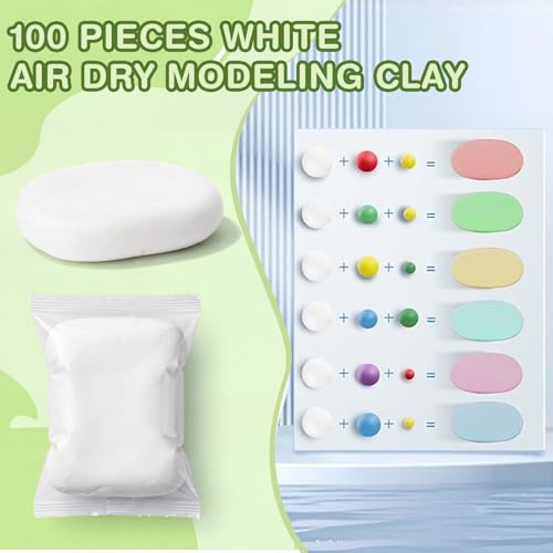 Air Dry Clay Bulk, Modeling Clay for Kids, 100 Pcs, White - color: White