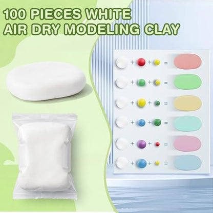 Air Dry Clay Bulk, Modeling Clay for Kids, 100 Pcs, White - color: White