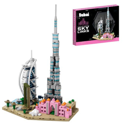 Architecture Dubai Skyline Building Set 3D Collection Model, Iconic Sail Hotel Building Model Home Office Décor, Unique Collectible Gift for Adult Travel or Architecture Enthusiasts - style: Dubai Skyline