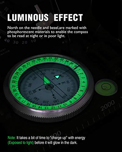 Eyeskey Multifunctional Military Sighting Navigation Compass with Inclinometer | Impact Resistant & Waterproof Compass for Hiking, Camping - color: Compass with Inclinometer-Green