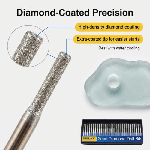2mm Diamond Drill Bits for Ceramic 30 Pcs Set of Diamond Dremel Bits - size: 2mm