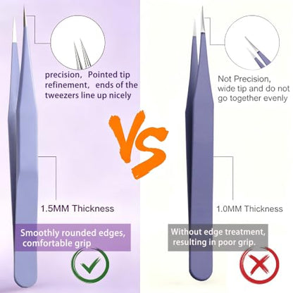 2-Pcs Sticker Tweezers, Cute Craft Precision Tweezer, Purple