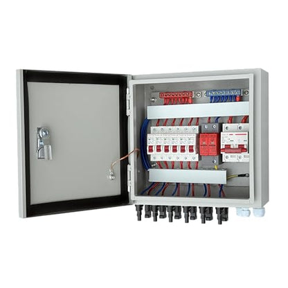 Hardcover Solar Combiner Box with 6 Strings, 80 A Circuit Breakers. This pv Combiner Box is Suitable for Off-Grid Solar Power High-Power Version - size: 6 string 80A