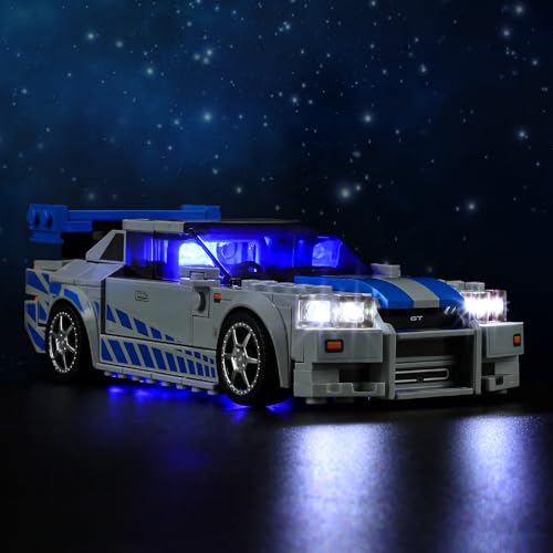 LED Light Kit for Lego Speed Champions Fast & Furious Nissan Skyline GT-R (R34) Toy Car Set, Blue Underglow Lights Compatible with Lego 76917 Set (Not Include Blocks Set) - style: 76917