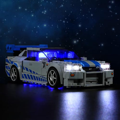 LED Light Kit for Lego Speed Champions Fast & Furious Nissan Skyline GT-R (R34) Toy Car Set, Blue Underglow Lights Compatible with Lego 76917 Set (Not Include Blocks Set) - style: 76917