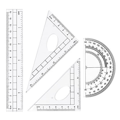 Unjoo Math Geometry Set 10 Pcs, Compass and Protractor for Students(Blue) - color: Blue