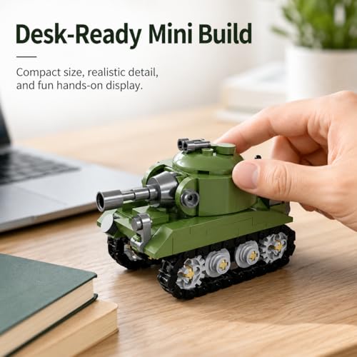Micro Building Blocks Armored Phantom Tank Model Kit (4 Styles), Mini Cute Tank Set with Rotating Turret & Simulated Tracks,Develop Hands-on Skills (Green) - color: Green