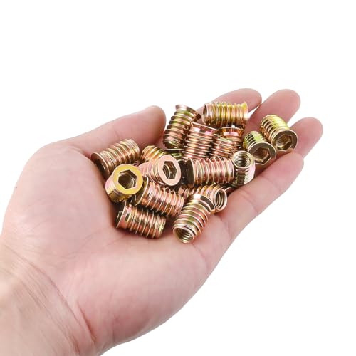50 Pcs 5/16"-18x20mm Threaded Inserts for Wood for Furniture Reinforcement - size: 5/16"-18x20mm