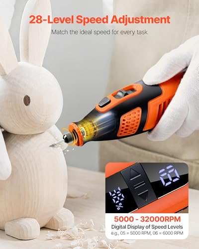 VEVOR 119-Piece Cordless Rotary Tool Kit, DC12V Portable Mini Power Rotary Tool, 28-Level Speed 5000-32000 RPM Multi-Purpose DIY Tools for Engraving, Sanding, Polishing, Carving, Cutting, DIY Crafts - style: 119PCS