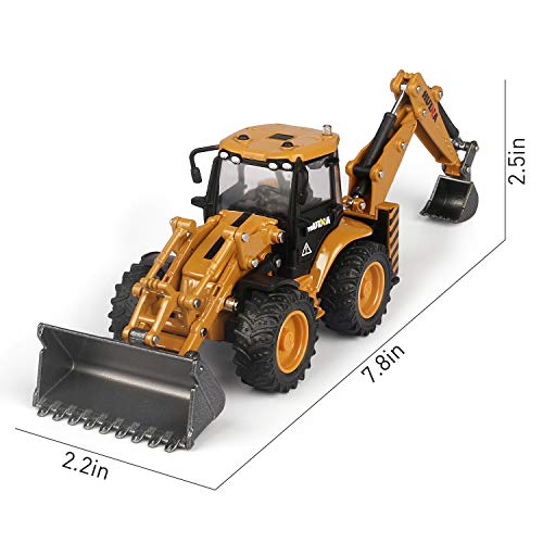 duturpo 1/50 Scale Metal Diecast Backhoe Loader Toy, Metal Play Construction Vehicles Trucks Toy for Boys - style: Backhoe Loader