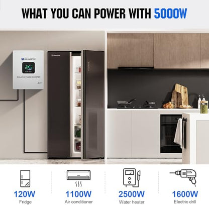 ECO-WORTHY 5KW Off Grid Solar System Complete Kit 12PCS 195W Mono Solar Panel (2340W) +1 * 48V 5KW Off-Grid Inverter + 1 * 51.2V 100Ah Server Rack Whole House Storage LiFePO4 Lithium Battery - size: PRO 5kWh+5kW Output