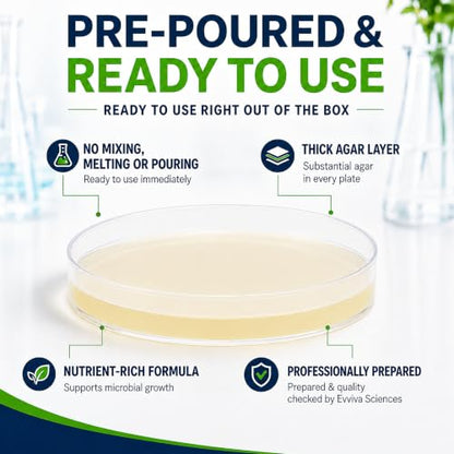 Evviva Sciences Microbiology Science Project Kit, Pre-Poured Agar Plates for Students, Agar Petri Dishes to Learn Microbiology, with Educational Experiment eBook - size: Medium (6 X 4 X 4in)