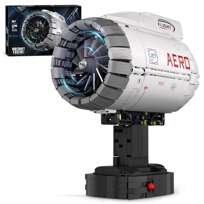 HIGH GODO Aircraft Engine Building Kit that Works, Aircraft Turbofan Engine Model Kit with Motor, Build Your Own Engine Kit, STEM Project for Teens Adults 14+ (1786 PCS)