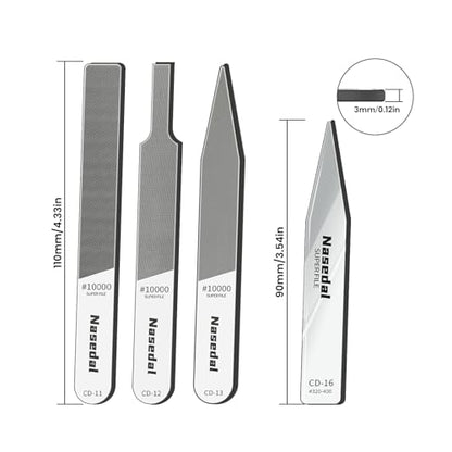 4 PCS Hobby Model Polishing Glass Files for Gunpla Model Building Tool, Scale Model 3D Prints Sanding Tool, #10000 Grits Ultra Fine Glass Mirror Files for Gundam, Plastic, Wood & Resin Parts - style: 4pcs (3 Long #10000 Grit & 1 Short #320-400 Grit)