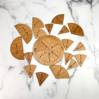 Fraction Tiles - Laser Engraved Alder Wood - Includes 5 inch Tile Holder and Fraction Tiles (78 Tiles) - style: 77 Tiles