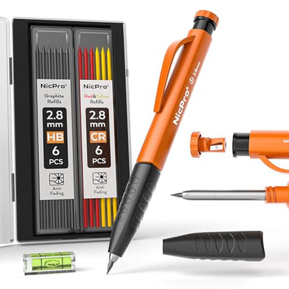 Nicpro Carpenter Pencil with Sharpener, Mechanical Pencil for Construction - size: 1 PACK