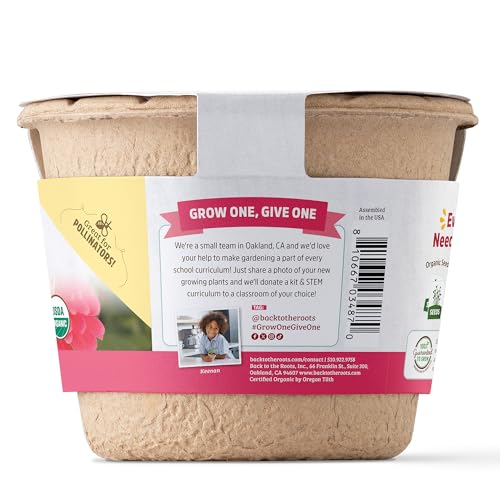 Back to the Roots Organic Zinnia Flower Grow Kit with Plantable Starting Pot Soil and Seeds - size: 5 inches, style: Zinnia Flower Kit